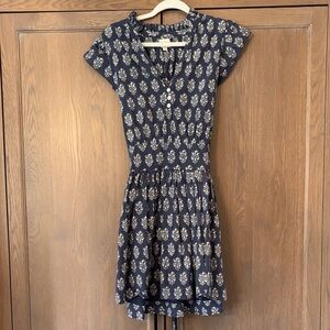 Chic Navy Blue Patterned Mini Dress
